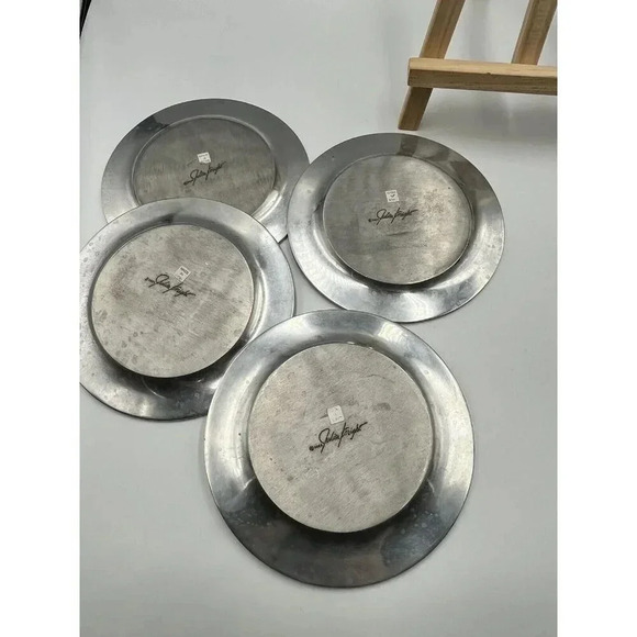 Julia Knight Mother Of Pearl Plates/Silver/2005/7.5”/India/Set Of 4/Snack/Salad - Picture 9 of 11